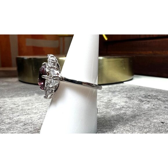 Ring Bomb Party Ring size 8 NWOT purple gestone CZ accent stones silver color ba - Picture 3 of 6
